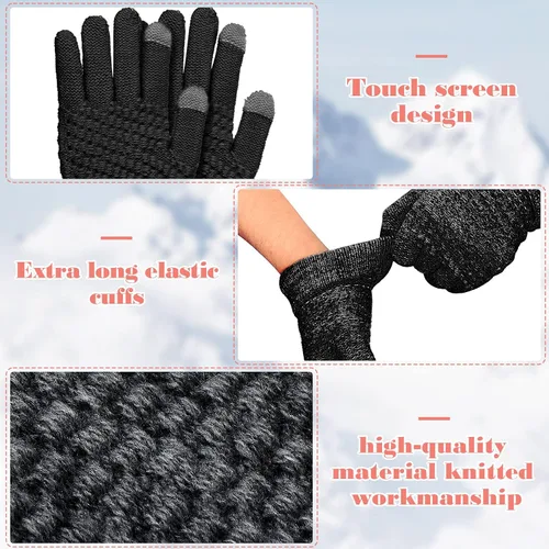 Vista 4 de 4 pares de guantes de punto para pantalla táctil de invierno para niños