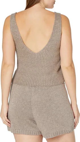 Vista 6 de The Drop Sylvie - Suéter corto con cuello en V y textura acanalada para mujer