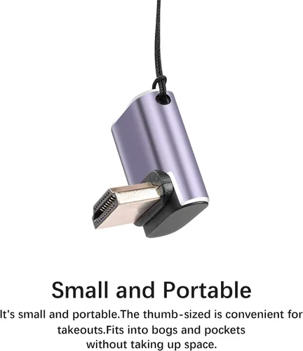 Vista 7 de Adaptador HDMI de 90 grados 8K, paquete de 2 adaptadores de ángulo recto HDMI 2.1 macho a hembra de 48 Gbps compatible con 8K @60Hz, 4K @120Hz, HDR