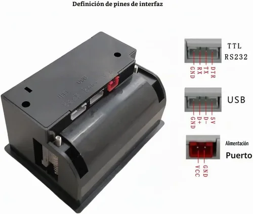 Vista 3 de Maikrt Impresora térmica micro 5 ~ 9V Impresora térmica de recibos incorporada Microcontrolador de puerto serie Desarrollo secundario MCU Módulo