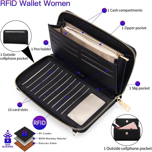 Vista 6 de FALAN MULE Bolso cruzado pequeño para teléfono celular para mujer, cartera de piel sintética
