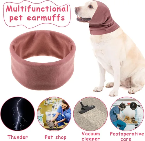 Vista 4 de Sadnyy 3 piezas de cubierta silenciosa para las orejas de perro, sudadera con capucha calmante para la cabeza, orejeras para perro, diadema
