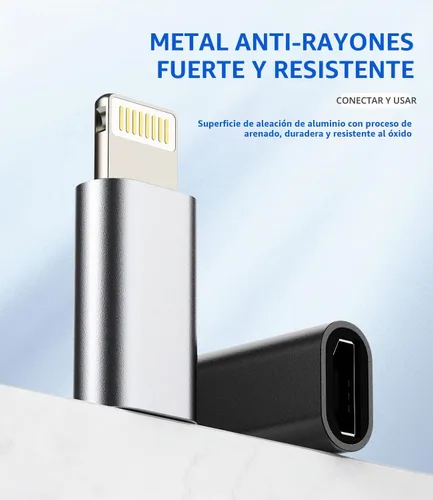 Vista 5 de Adaptador Lightning hembra a USB C macho cargador tipo C (paquete de 3) compatible con iPhone compatible con Samsung Galaxy Note S10 S20 S21 LG 10W