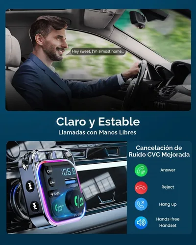Vista 7 de LENCENT Bluetooth 5.3 Transmisor FM Adaptador de coche 48W (PD30W y QC18W)