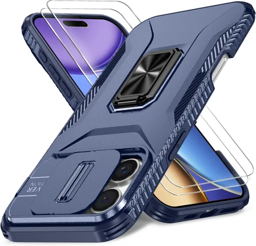Vista 46 de Funda HakkTaoo para iPhone 13/iPhone 14 de 6.1 Pulgadas con Funda Deslizante para Cámara + Protector de Pantalla (2 Paquetes), Funda Protectora a