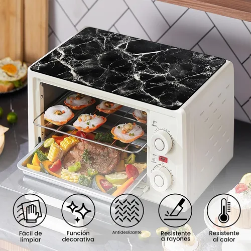 Vista 3 de Tapete para microondas, protector antideslizante resistente al calor, protector de mostrador, tapete impermeable y borrable sin lavado para Negro