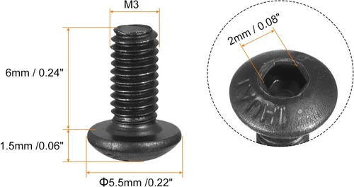 Vista 2 de uxcell Tornillos de cabeza de botón hexagonal M3x6mm Tornillos de acero de aleación 100pcs