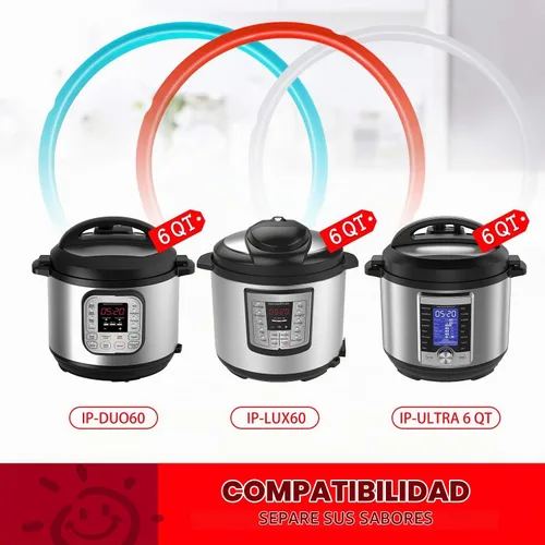 Vista 4 de Anillo sellador de silicona, pack de 3, azul cielo, cereza, y blanco transparente, para 5/6 cuarto de galón