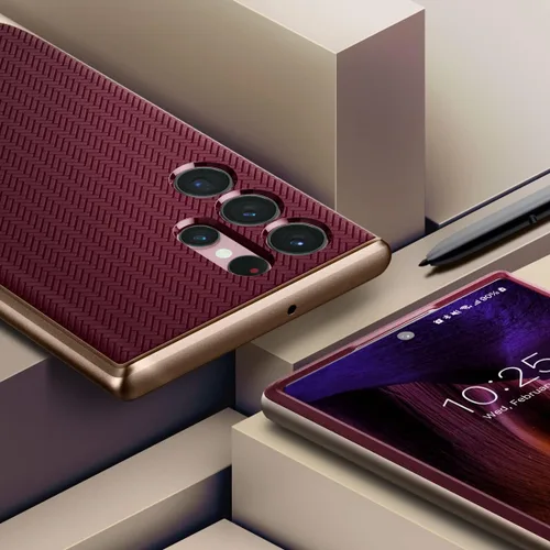 Vista 3 de Spigen - Funda Neo Hybrid diseñada para Galaxy S22 Ultra (2022), color burdeos Borgoña