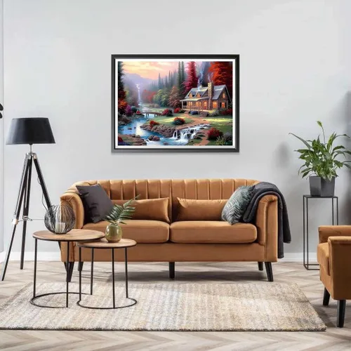 Vista 4 de LOMSIOY Kits de pintura de diamantes de campo para adultos, pintura con paisaje de arte de diamante, taladro redondo completo de diamantes