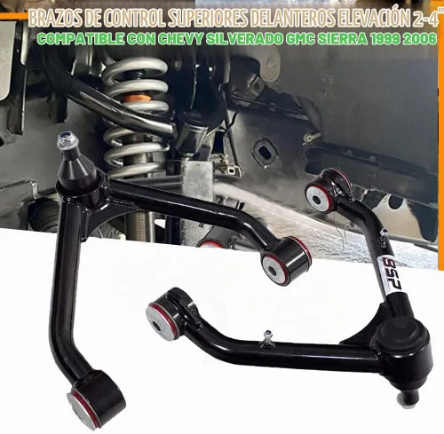 Vista 8 de Brazos de control superiores delanteros, kit de rótula tubular de elevación de 2-4 pulgadas compatible con Silverado 1500 Sierra 4WD 4X4 RWD