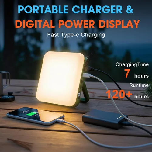 Vista 6 de Linterna LED recargable para campamento, 10,000 mAh, luces de campamento portátiles de hasta 90 horas y 4 modos de luz, IPX5 impermeable, esenciales