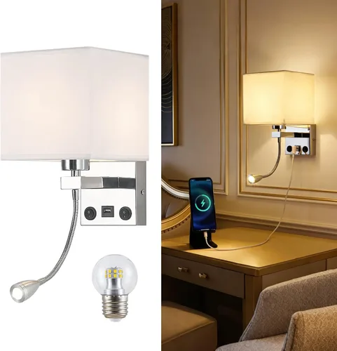 Vista 9 de Plug in Swing Arm Wall Sconce, Wall Lights for Living Room
