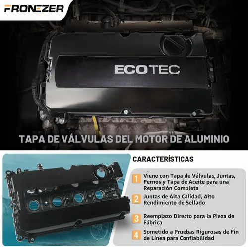 Vista 2 de Kit de cubierta de válvulas de motor de aluminio con junta, pernos, tapa de llenado de aceite Compatible con Chevy Cruze 2011-2016, Sonic 2012-2018