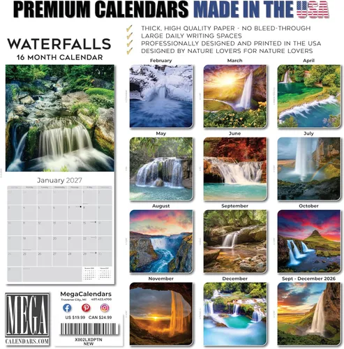 Vista 366 de Calendario de grises africanos 2025 2026 – Planificador mensual de pared de aves africanas – 12 x 18 pulgadas (abierto), calendario de pared