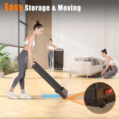 Vista 7 de Almohadilla para caminar con barra de asa, caminadora con inclinación del 8%, 2.5 HP silenciosa debajo del escritorio 320 libras 2 en 1 caminadoras