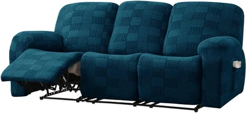 Vista 22 de vctops 10 fundas geométricas para sofá reclinable copetudo, suaves, elásticas y suaves de 4 asientos, funda antideslizante para sofá, protector