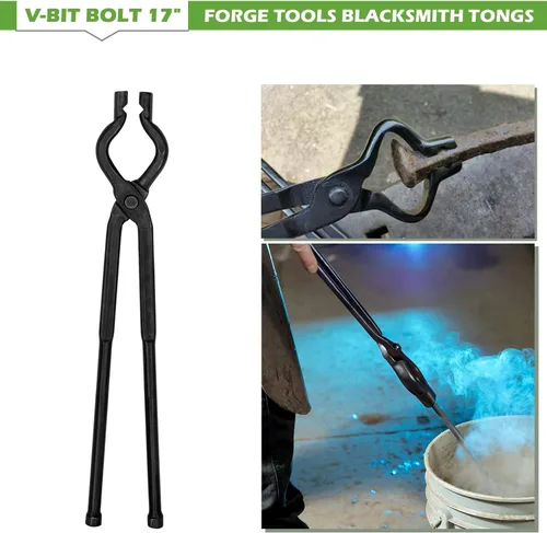 Vista 2 de Cuchillo de perno en V de 17" que hace pinzas de herrero Wolf Jaw Bladesmith Yunque Forge Herramientas Bladesmith Anvil Forge Tools for Knife