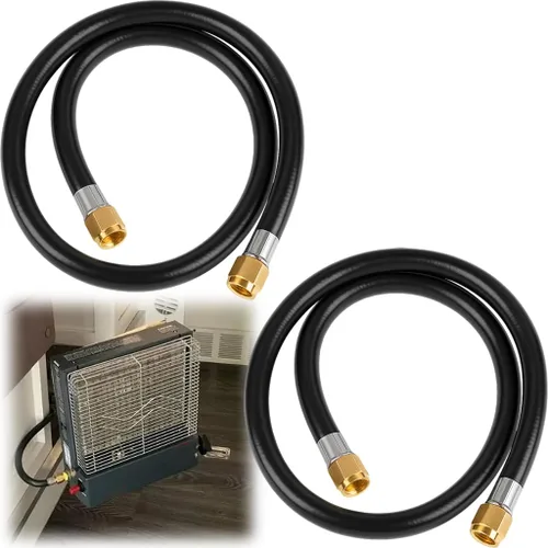 Vista 11 de Wadoy, conjunto de conector de manguera de propano para cámper, 2 pies, 3/8" rosca hembra x 3/8" rosca hembra para conexión rápida, manguera de 24