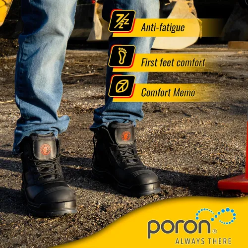Vista 3 de Rockrooster AK050 - Botas de trabajo para hombre, puntera de acero, cremallera YKK, 6in, antideslizantes y resistentes al deslizamiento, piel