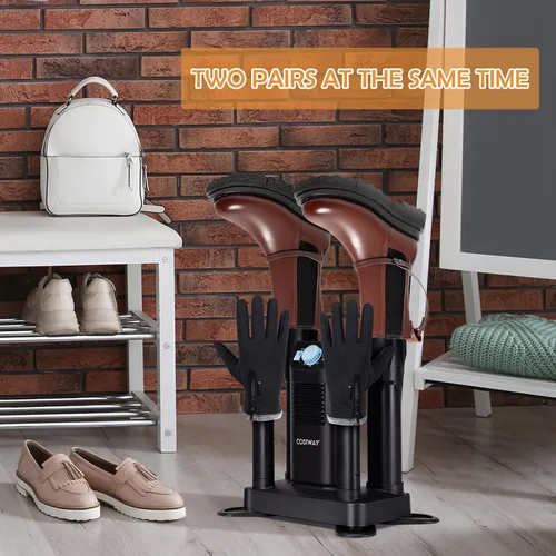 Vista 9 de COSTWAY Secador de botas, secadora de zapatos con temporizador de 180 minutos y soplador de calefacción, desinfección con ozono, diseño extensible