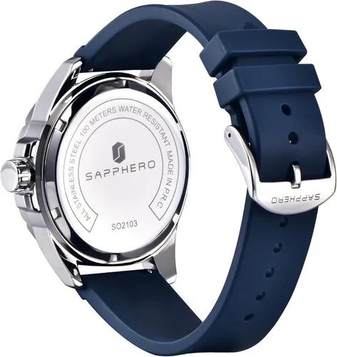 Vista 3 de SAPPHERO Mens Watches 10ATM Waterproof Watch for Men Japanese Quartz Stainless SteelSilicone Band Strap BlueGreen Date Casual Business Wristwatch
