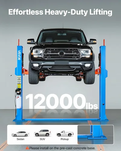 Vista 2 de VEVOR - Elevador de vehículos con dos columnas, capacidad de 12,000 libras (5443.1 kg), motor potente de 2.95HP, elevador automático de 220V