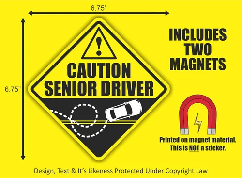 Vista 3 de 2 divertidos letreros magnéticos de automóvil con advertencia de broma para conductores mayores, regalos de broma para mujeres mayores, hombres