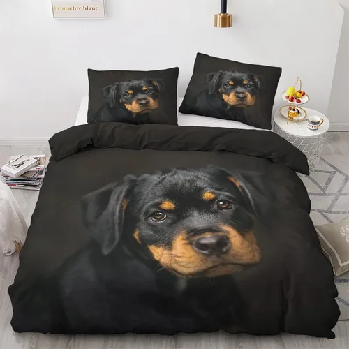 Vista 8 de Rottweiler - Funda de edredón tamaño individual Juego de ropa de cama para perros 2 piezas Funda de edredón con patrón de microfibra suave