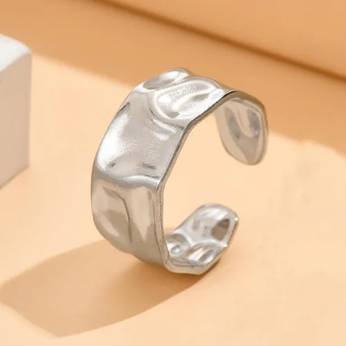 Vista 38 de Anillo de plata de ley 925, minimalista, ajustable, hecho a mano, para mujeres y niñas