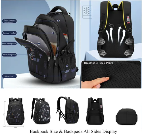 Vista 3 de VIDOSCLA Mochila escolar para niños de primaria, mochila escolar para estudiantes, A06#azul profundo