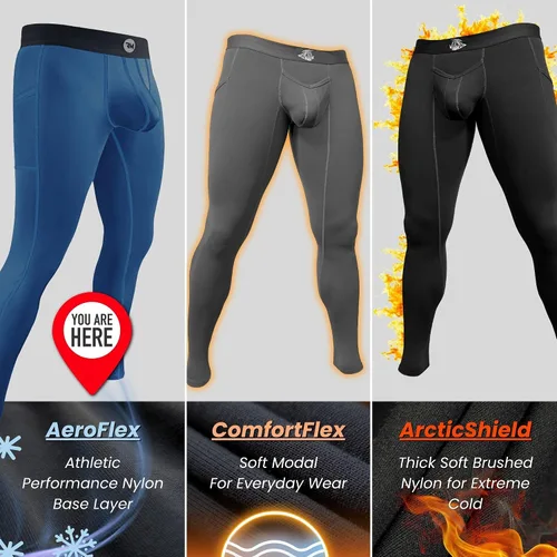 Vista 4 de RM Real Men ABCD Pouch Compression Pants - 1, 2 and 3 Pack, Mens Leggings, Yoga Pants, Tights, Base Layer Men Cold Weather