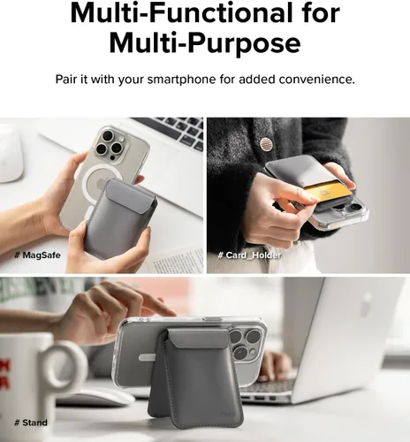 Vista 2 de Ringke Cartera magnética con soporte [capacidad para hasta 3 tarjetas] Cartera de teléfono compatible con MagSafe, soporte ajustable en ángulo