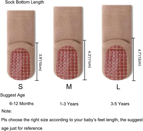 Vista 5 de Exegawe Calcetines antideslizantes para bebé, 5 pares de calcetines gruesos y cálidos con empuñaduras