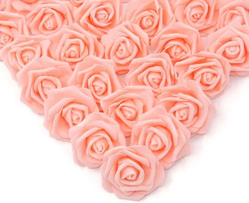 Vista 25 de IPOPU Cabezales de rosas artificiales, 100 rosas falsas de espuma negra de aspecto real para bricolaje, bodas, baby shower, centros de mesa 100