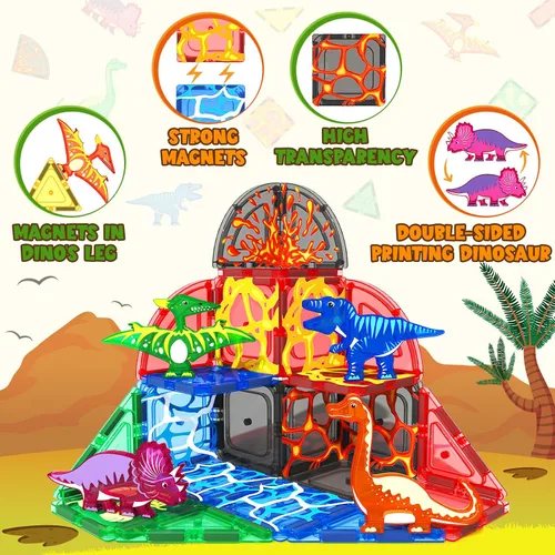 Vista 4 de Juego de bloques magnéticos de bloques magnéticos de lava para niños mayores de 3 años