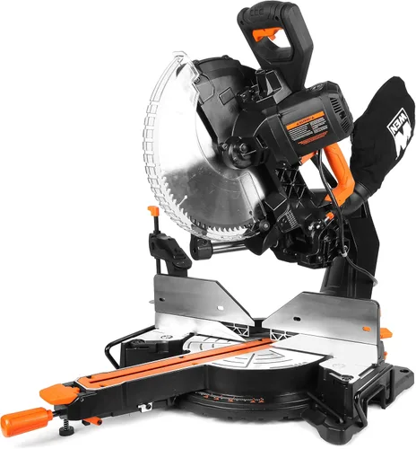 Vista 2 de WEN MM1215 Sierra ingletadora compuesta deslizante de doble bisel de 15 amperios y 12 pulgadas con línea de corte LED