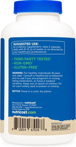 Vista 4 de Nutricost Cápsulas orgánicas de hongos Shiitake de 1000 mg, 90 porciones – Certificado CCOF fabricado con orgánico, vegetariano, sin gluten, 500 mg