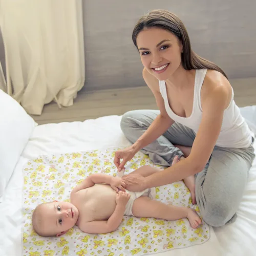 Vista 3 de Cambiador de bebé – Cambiador de pañales portátil impermeable de 31,5 x 25,5 pulgadas – Forros lavables con costuras dobles reforzadas – Cambio