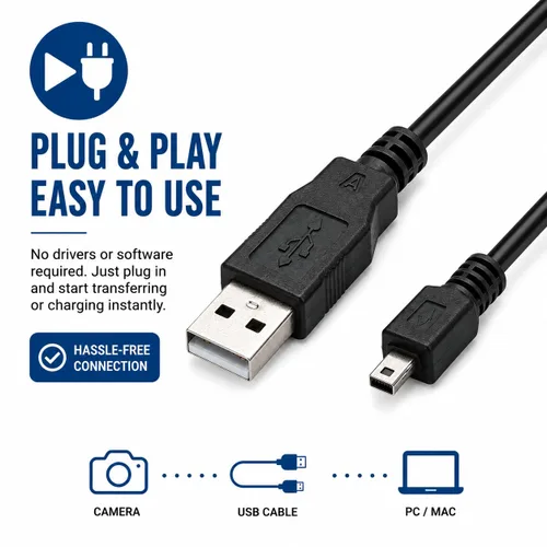 Vista 3 de Master Cables Cable de carga y transferencia de datos USB de repuesto compatible con cámaras digitales Sony Cyber-Shot DSC-H200 H300 H400 W180 W310