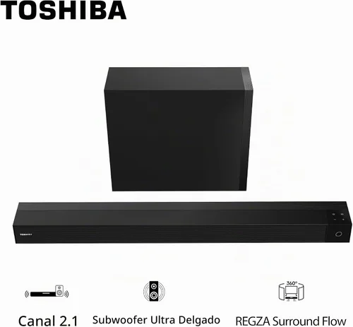 Vista 12 de Toshiba Barra de sonido C210WR 2.1 CH con subwoofer inalámbrico, Dolby Audio, DTS Virtual:X, Easy Control, 6 modos de ecualización, Bluetooth 5.4