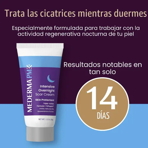 Vista 7 de Mederma PM Crema Intensiva Nocturna para Cicatrices, Trabaja con la Actividad Regenerativa Nocturna de la Piel, Clínicamente Demostrado que Hace