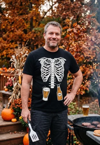 Vista 5 de Tstars Camisa de Halloween de calabaza para hombre, camiseta gráfica de cara de Jack-O'-Lantern, regalo divertido para fiestas de Halloween Negro
