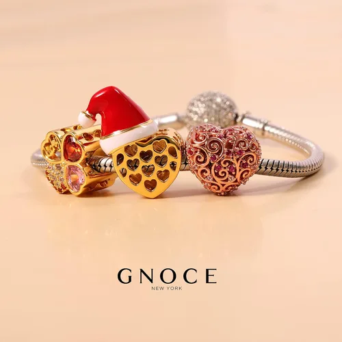 Vista 4 de Gnoce Custom Photo Charms Bead Heart Shaped Sterling Silver Personalized Charm With Cz fit Bracelet Necklace For Women Family Memorial Girls