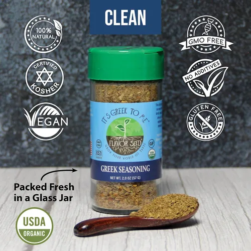 Vista 5 de Mezcla orgánica de condimentos griegos – It's Greek To Me por Flavor Seed, hierbas mediterráneas y especias para giroscopio, tzatziki y kebab, apto