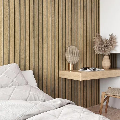 Vista 2 de VEELIKE Papel tapiz adhesivo de madera con listones para despegar y pegar de madera, para paredes, armarios, encimeras, impermeable, autoadhesivo