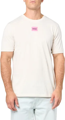 Vista 30 de Hugo Mens Ribbed Crew Neck Regular Fit Center Logo T-Shirt Blanco (Chalk White)