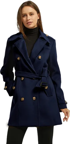 Vista 3 de Gabardina Wantdo para mujer para invierno con cinturón con doble botonadura