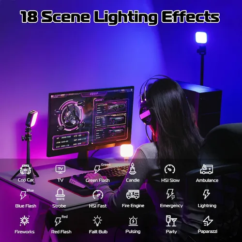 Vista 4 de Ulanzi U60 RGB Clip en luz de video, CRI≥95 2500-9000K regulable con zapata fría Negro