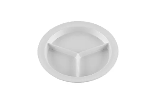 Vista 11 de G.E.T. CP-530-T Tan 9" 3-Compartment Plate, Break Resistant Dishwasher Safe Melamine Plastic, Supermel Collection (Pack of 12)